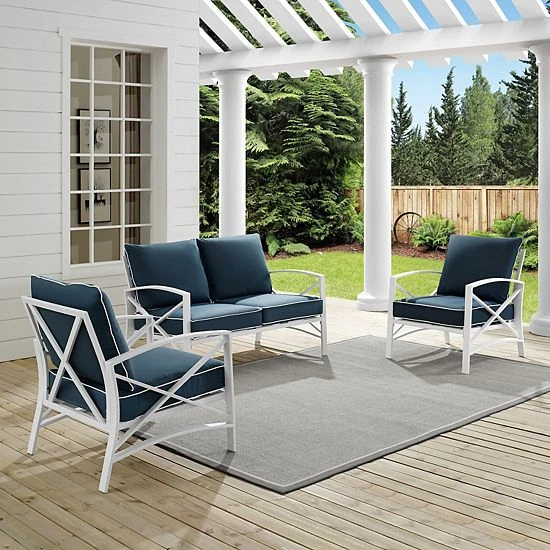 Crosley Kaplan Patio Loveseat & Chair 3-piece Set Mist - Image 2