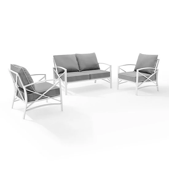 Crosley Kaplan Patio Loveseat & Chair 3-piece Set Mist - Image 4
