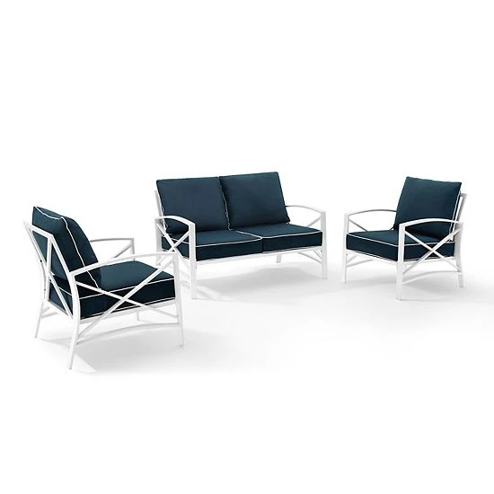 Crosley Kaplan Patio Loveseat & Chair 3-piece Set Mist - Image 5