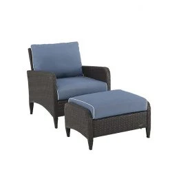 Crosley Kiawah 2-Piece Outdoor Wicker Chair Set Sand