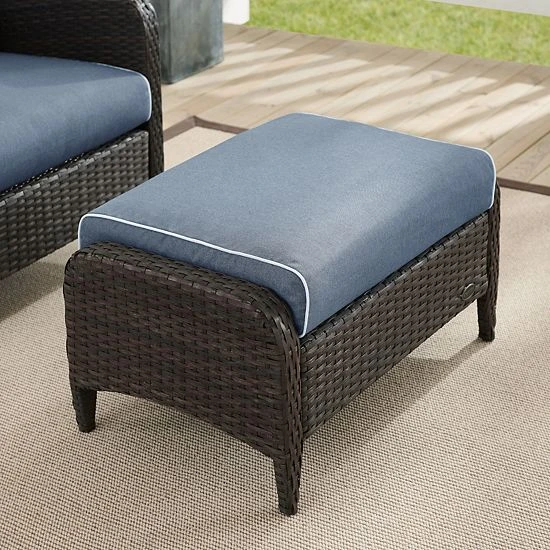 Crosley Kiawah Outdoor Wicker Ottoman Sand 4 Crosley Kiawah Outdoor Wicker Ottoman Sand - Image 2