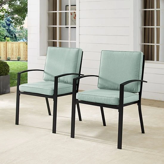 Crosley Kaplan Outdoor 2-Piece Metal Dining Chair Set Oatmeal - Image 2