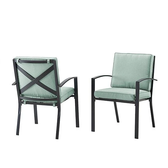Crosley Kaplan Outdoor 2-Piece Metal Dining Chair Set Oatmeal - Image 5