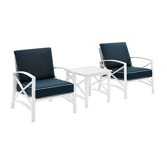 Crosley Kaplan Patio Arm Chair & End Table 3-piece Set Navy - Image 5