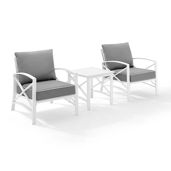 Crosley Kaplan Patio Arm Chair & End Table 3-piece Set Navy - Image 6