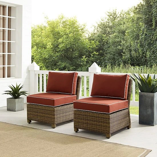 Crosley Bradenton Wicker Armless Patio Chair 2-piece Set Gray Brown - Image 2