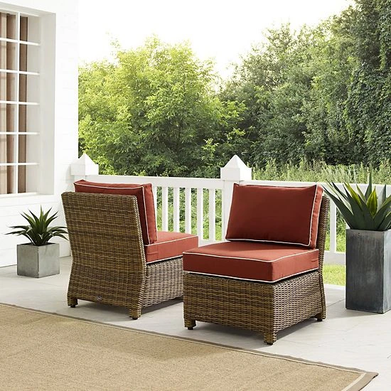 Crosley Bradenton Wicker Armless Patio Chair 2-piece Set Gray Brown - Image 3