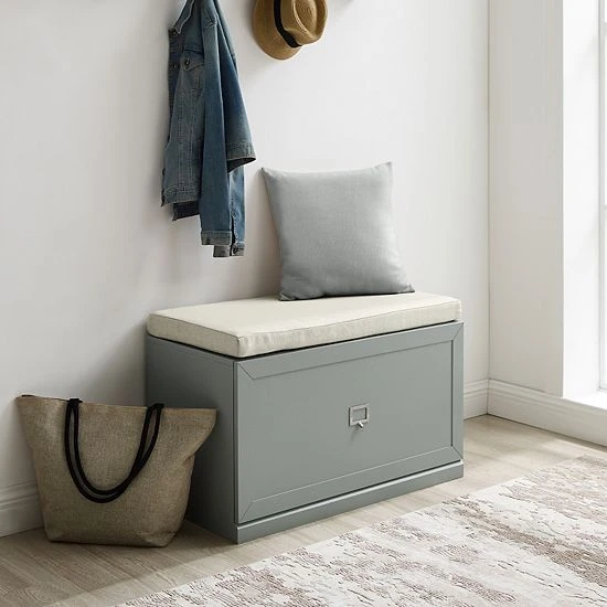 Crosley Harper Entryway Bench Gray 4 Crosley Harper Entryway Bench Gray - Image 2