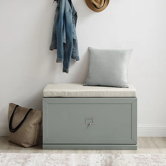 Crosley Harper Entryway Bench Gray 6 Crosley Harper Entryway Bench Gray - Image 4