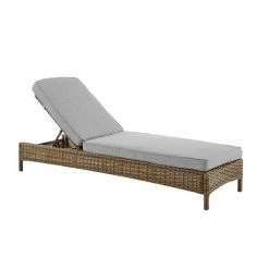 Crosley Bradenton Sunbrella Outdoor Wicker Chaise Lounge Chair Gray Brown
