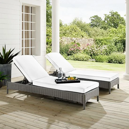Crosley Bradenton Sunbrella Outdoor Wicker Chaise Lounge Chair Gray Brown - Image 2