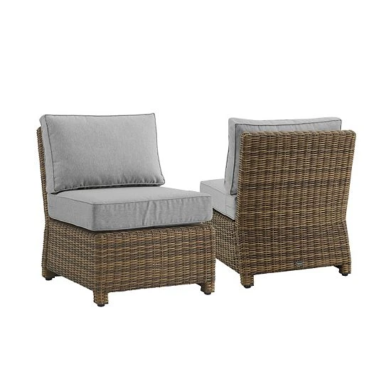 Crosley Bradenton Wicker Armless Patio Chair 2-piece Set Gray Brown - Image 5