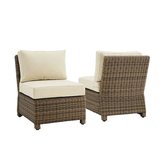Crosley Bradenton Wicker Armless Patio Chair 2-piece Set Gray Brown - Image 7