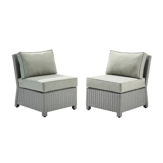 Crosley Bradenton Wicker Armless Patio Chair 2-piece Set Gray Brown - Image 8