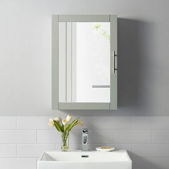 Crosley Savannah Mirrored Wall Cabinet Gray - Image 3