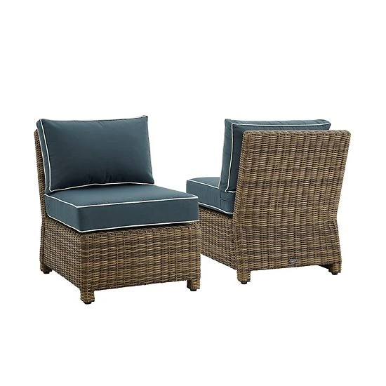 Crosley Bradenton Wicker Armless Patio Chair 2-piece Set Gray Brown - Image 9