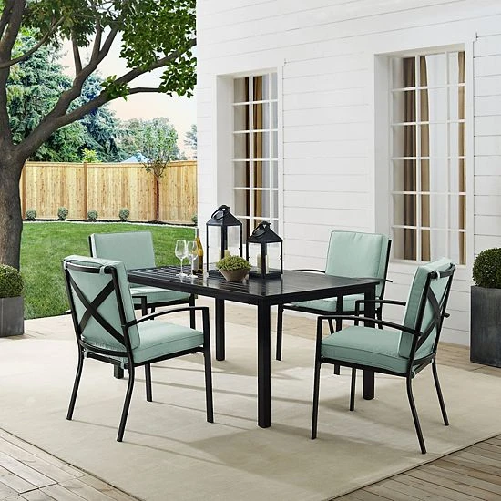 Crosley Kaplan 5-Piece Outdoor Metal Dining Set Oatmeal - Image 2