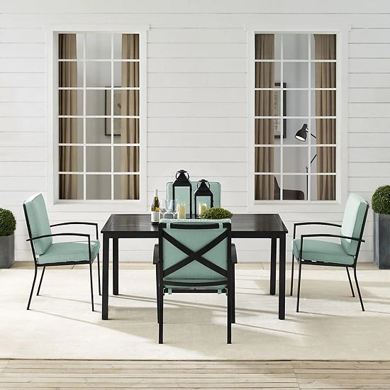 Crosley Kaplan 5-Piece Outdoor Metal Dining Set Oatmeal - Image 3