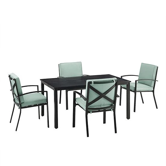 Crosley Kaplan 5-Piece Outdoor Metal Dining Set Oatmeal - Image 4