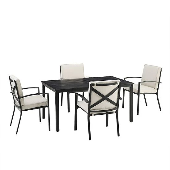 Crosley Kaplan 5-Piece Outdoor Metal Dining Set Oatmeal - Image 5