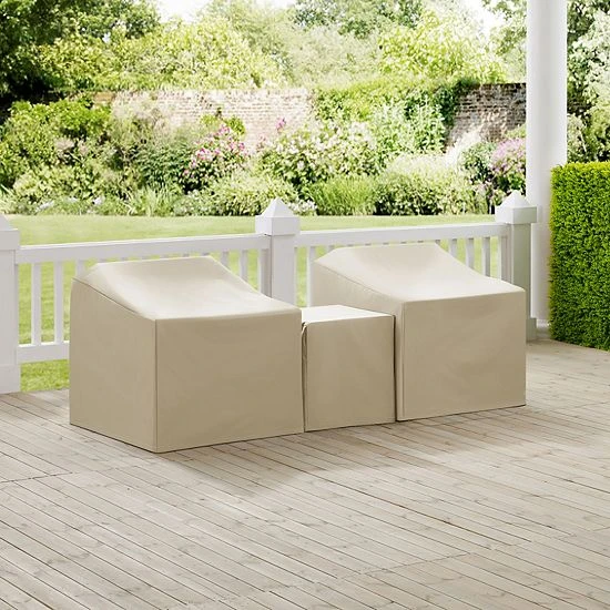 Crosley Chair & Ottoman Patio Furniture Cover 3-piece Set Tan - Image 2