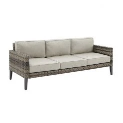 Crosley Prescott Wicker Patio Couch Taupe