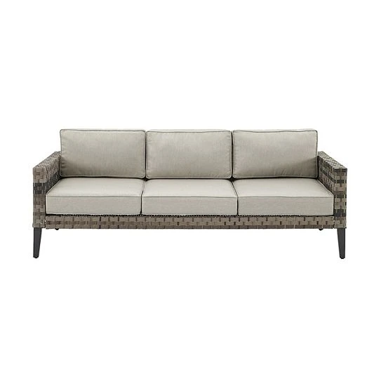 Crosley Prescott Wicker Patio Couch Taupe - Image 2