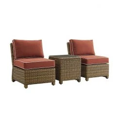Crosley Bradenton Wicker Patio Chair & End Table 3-piece Set Sangria Brown