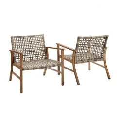 Crosley Ridley Outdoor Wicker & Metal Arm Chair 2-Piece Set