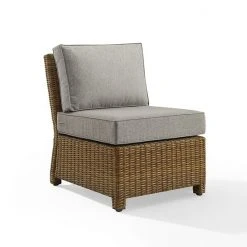Crosley Bradenton Wicker Sectional Center Patio Chair White Brown