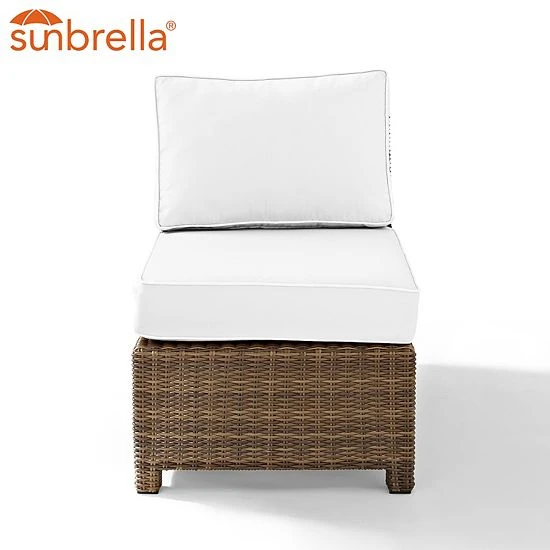 Crosley Bradenton Wicker Sectional Center Patio Chair White Brown 4 Crosley Bradenton Wicker Sectional Center Patio Chair White Brown - Image 2