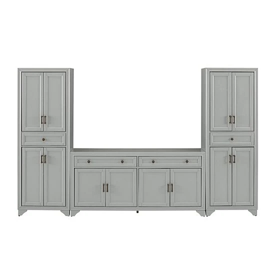 Crosley Tara Entertainment TV Stand & Storage Cabinet 3-piece Set Distressed White 4 Crosley Tara Entertainment TV Stand & Storage Cabinet 3-piece Set Distressed White - Image 2