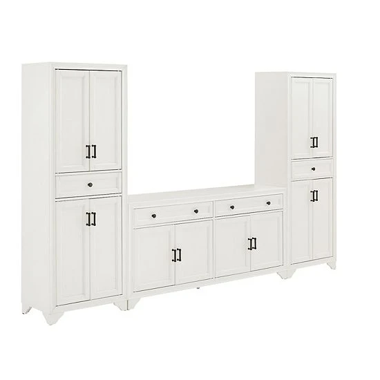 Crosley Tara Entertainment TV Stand & Storage Cabinet 3-piece Set Distressed White 10 Crosley Tara Entertainment TV Stand & Storage Cabinet 3-piece Set Distressed White - Image 8
