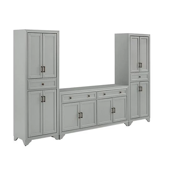 Crosley Tara Entertainment TV Stand & Storage Cabinet 3-piece Set Distressed White 11 Crosley Tara Entertainment TV Stand & Storage Cabinet 3-piece Set Distressed White - Image 9