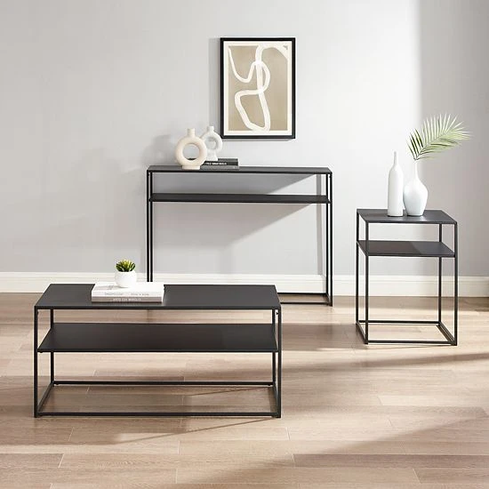Crosley Braxton Coffee Table, Console Table, & End Table 3-piece Set - Image 3