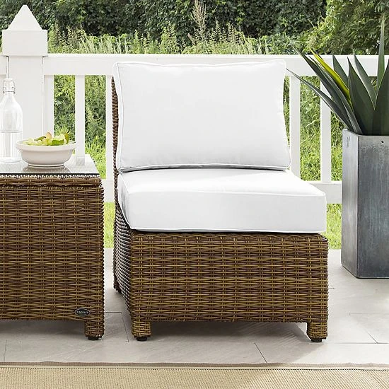 Crosley Bradenton Wicker Sectional Center Patio Chair White Brown 8 Crosley Bradenton Wicker Sectional Center Patio Chair White Brown - Image 6