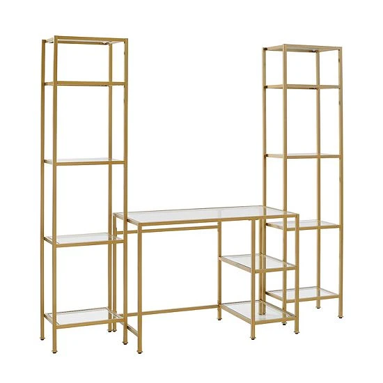 Crosley Aimee Desk & Etagere 3-piece Set 3 Crosley Aimee Desk & Etagere 3-piece Set