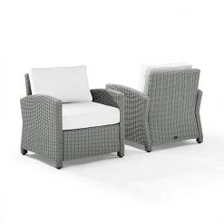 Crosley Bradenton Sunbrella Patio Arm Chair 2-piece Set Gray Gray