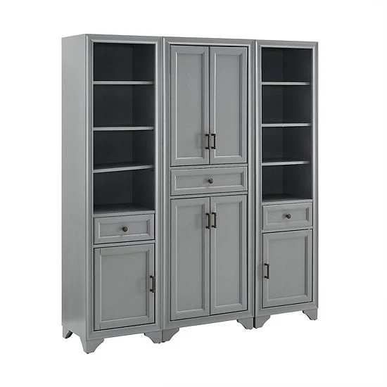 Crosley Tara Pantry 3-piece Set Distressed Gray 3 Crosley Tara Pantry 3-piece Set Distressed Gray