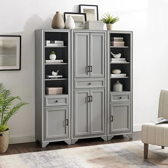 Crosley Tara Pantry 3-piece Set Distressed Gray 4 Crosley Tara Pantry 3-piece Set Distressed Gray - Image 2