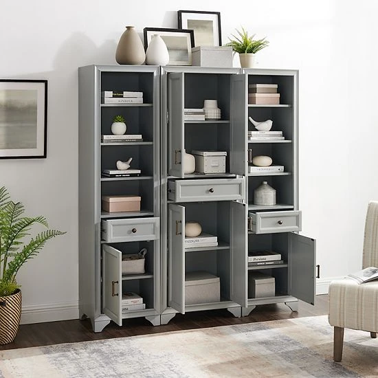 Crosley Tara Pantry 3-piece Set Distressed Gray 6 Crosley Tara Pantry 3-piece Set Distressed Gray - Image 4