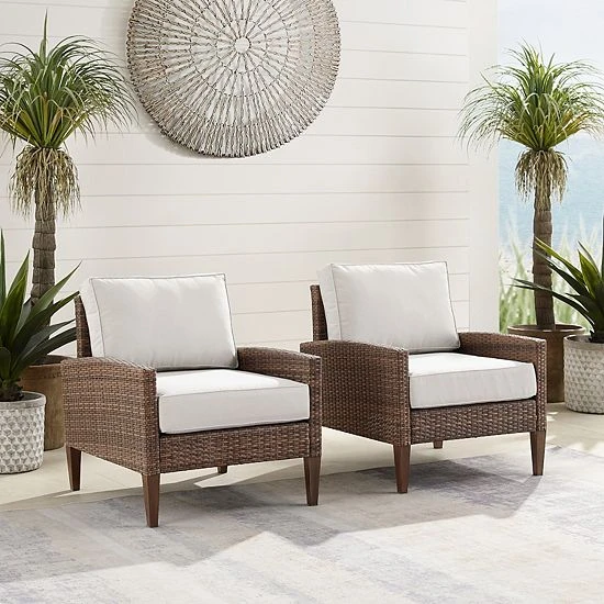Crosley Capella Outdoor Wicker Chair 2-Piece Set - Image 6