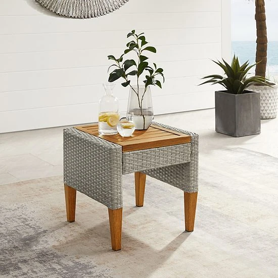 Crosley Capella Outdoor Wicker Side Table - Image 2