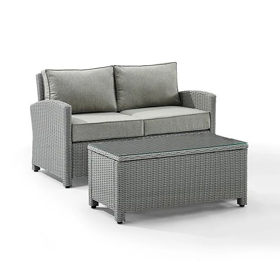 Crosley Bradenton Wicker Loveseat & Coffee Table 2-piece Set