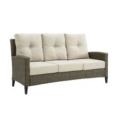 Crosley Rockport Patio Wicker High Back Couch