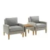 Crosley Capella Wicker Patio Chair & End Table 3-piece Set Gray
