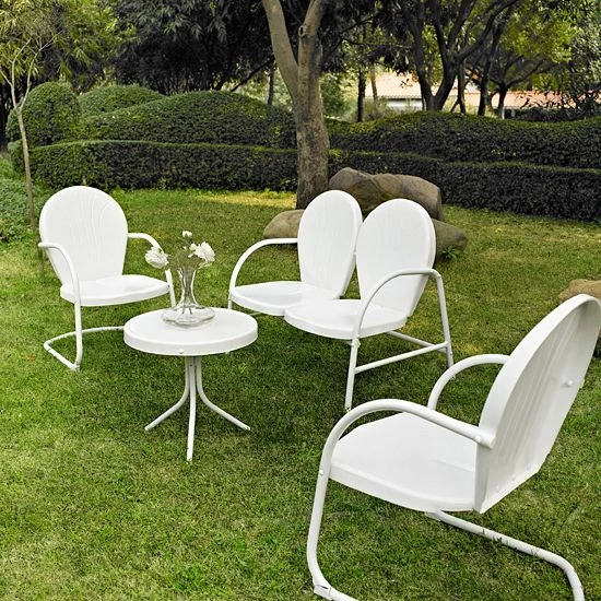 Crosley Griffith 4-Piece Metal Outdoor Conversation Seating Set White