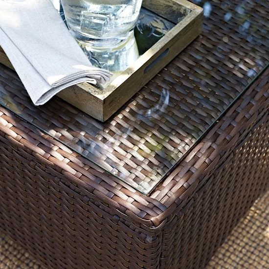Crosley Kiawah Outdoor Wicker Glass Top Table - Image 2
