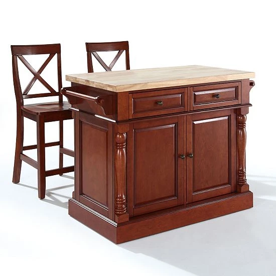 Crosley Furniture 3-piece Kitchen Island & X-Back Counter Chair Set White 5 Crosley Furniture 3-piece Kitchen Island & X-Back Counter Chair Set White - Image 3