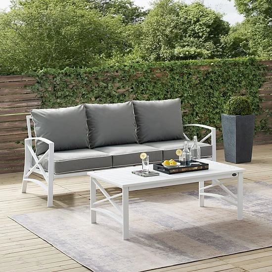 Crosley Kaplan 2-Piece Outdoor Metal Sofa & Coffee Table Set Navy - Image 2